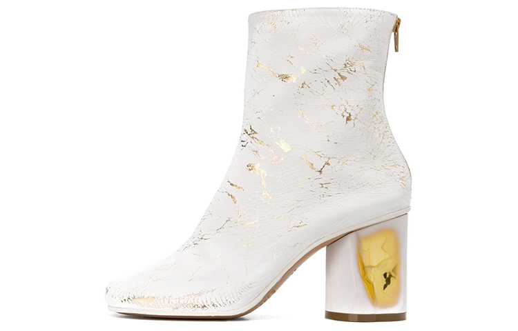Buy Maison Margiela 仿舊鞋跟金屬感及踝靴 女款 白色
