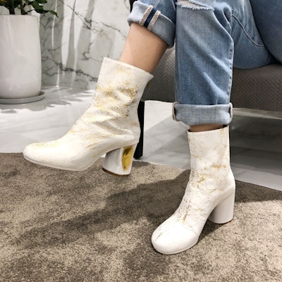 (Women) Maison Margiela Ankle Boot White 'Distressed Metallic Heel' S39WU0139P3049H1800 Purchase (Women) Maison Margiela Ankle Boot White 'Distressed Metallic Heel' S39WU0139P3049H1800