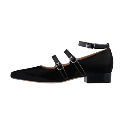 (W) Maison Margiela Barb Black 'Patent Chunky-Heel Ballet'