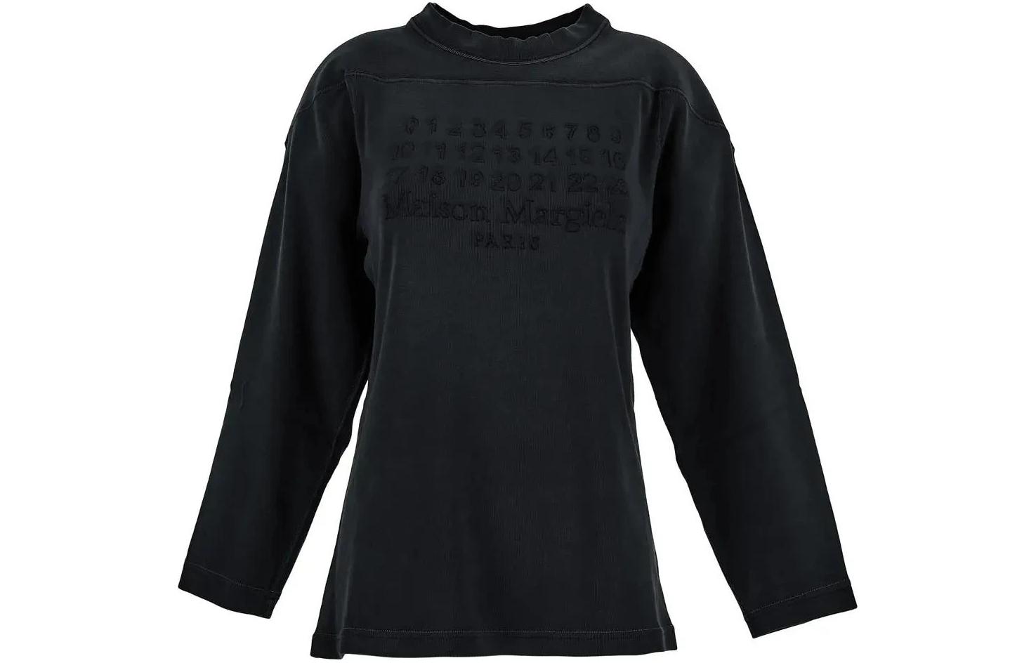 (Women) Maison Margiela Black Letter Print Pullover Crewneck Sweatshirt S51GU0129S24650900