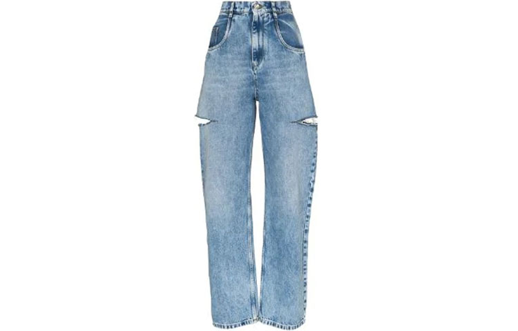 (Women) Maison Margiela Blue Distressed Straight-Leg Jeans S51LA0051S30513