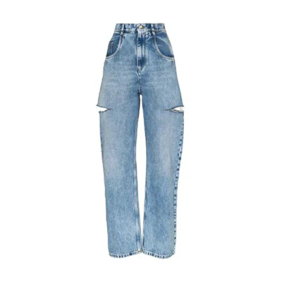 (Women) Maison Margiela Blue Distressed Straight-Leg Jeans S51LA0051S30513