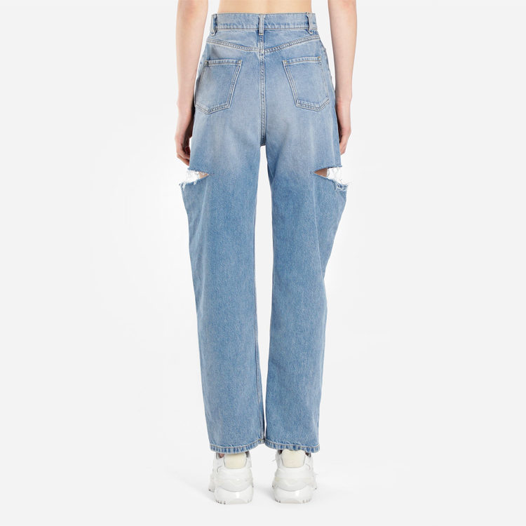 Shop (W) 메종 마르지엘라 블루 디스트로이드 스트레이트 핏 청바지 S51LA0051S30513