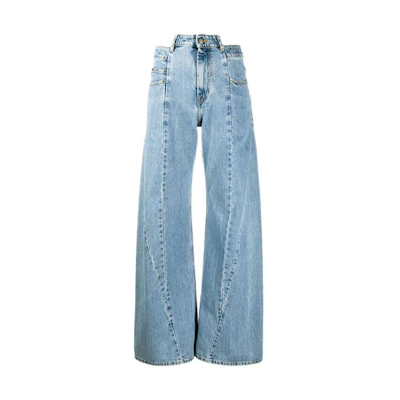 (Women) Maison Margiela Blue High-Waisted Flare Deconstructed Jeans S51LA0128S30617
