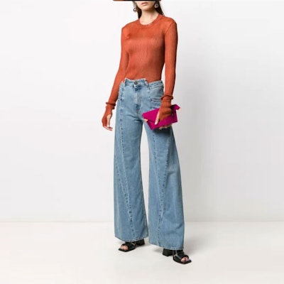 (W) Maison Margiela Jeans Azules Tiro Alto Acampanados Deconstruidos S51LA0128S30617 Lookbook (W) Maison Margiela Jeans Azules Tiro Alto Acampanados Deconstruidos S51LA0128S30617