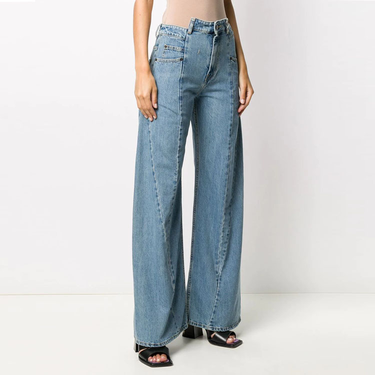 Shop (W) Maison Margiela Jeans Azules Tiro Alto Acampanados Deconstruidos S51LA0128S30617