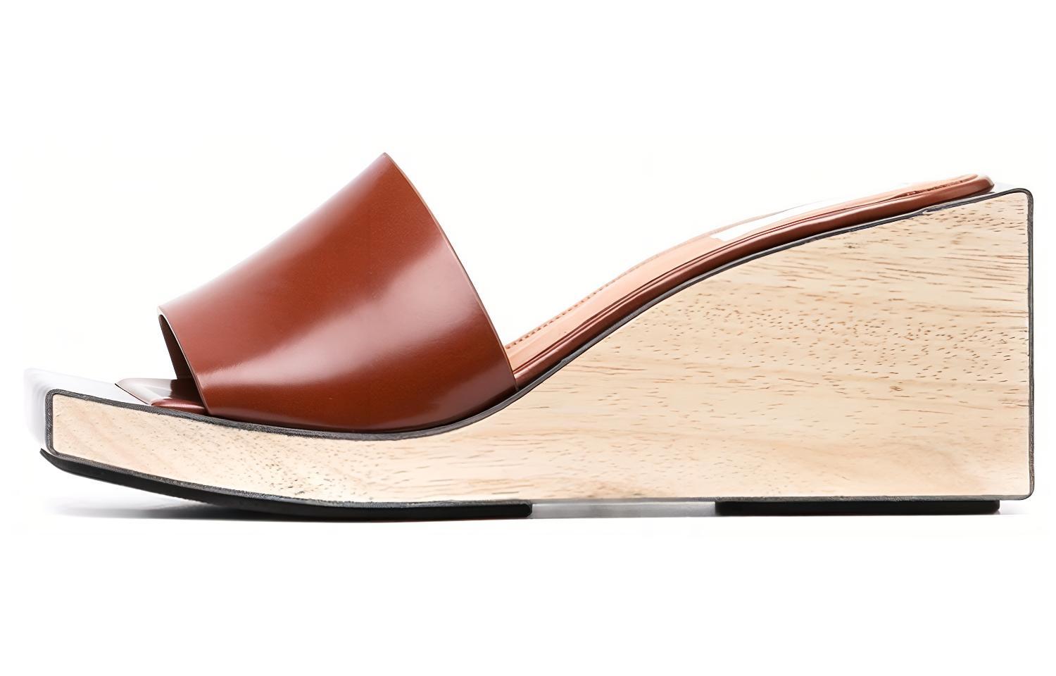 (W) Maison Margiela Calfskin Open Toe Wedge Sandal 'Brown'