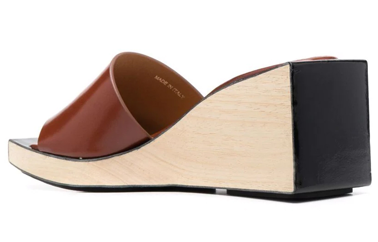 (W) Maison Margiela Calfskin Open Toe Wedge Sandal 'Brown' 圖 3