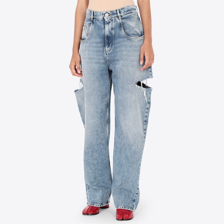 Shop (W) Maison Margiela Jeans Denim Azul de Tiro Alto Desgastados S51LA0051S30513470
