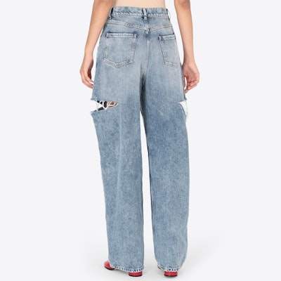 (W) Maison Margiela Jeans Denim Azul de Tiro Alto Desgastados S51LA0051S30513470 Purchase (W) Maison Margiela Jeans Denim Azul de Tiro Alto Desgastados S51LA0051S30513470