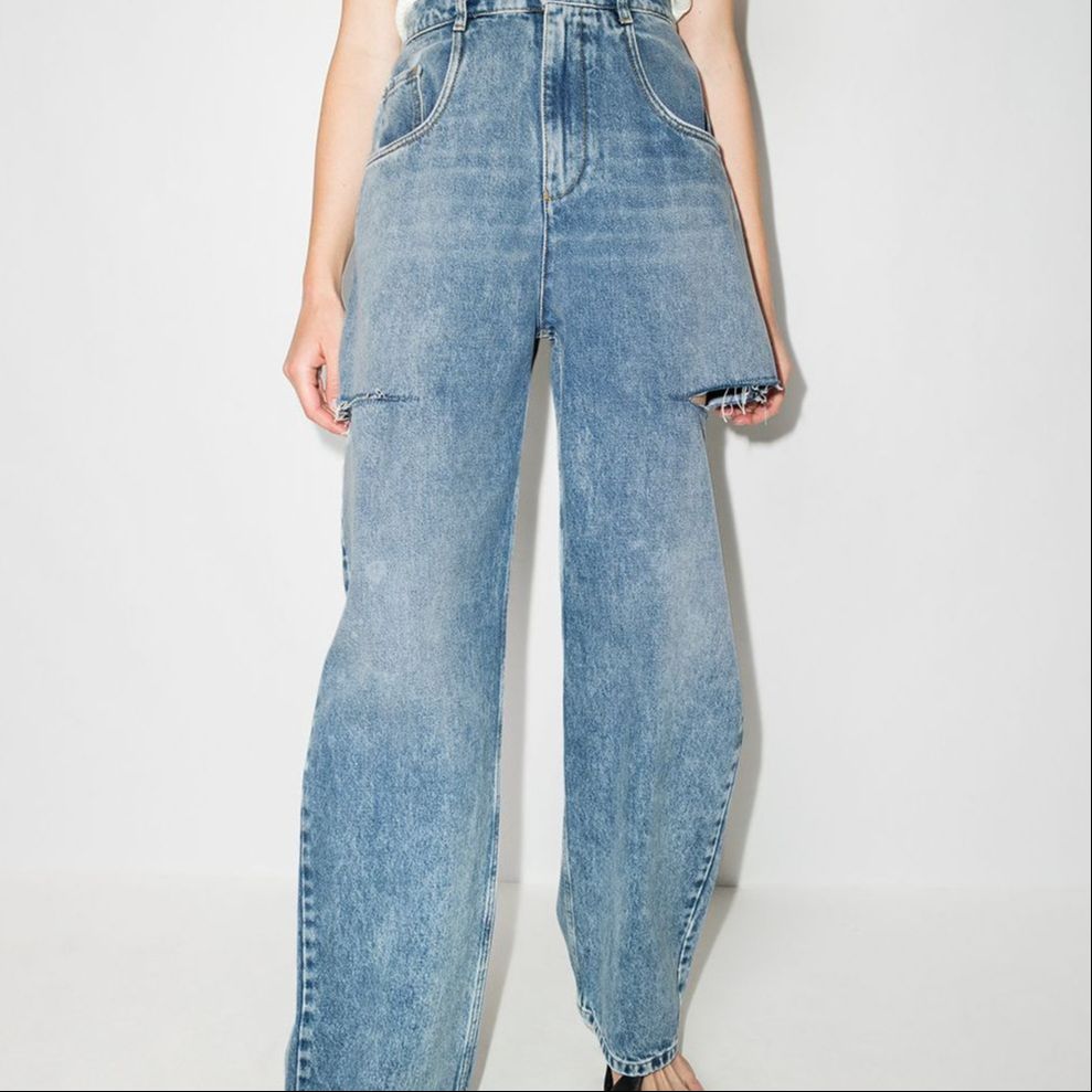 Cheap (W) Maison Margiela Jeans Denim Azul de Tiro Alto Desgastados S51LA0051S30513470