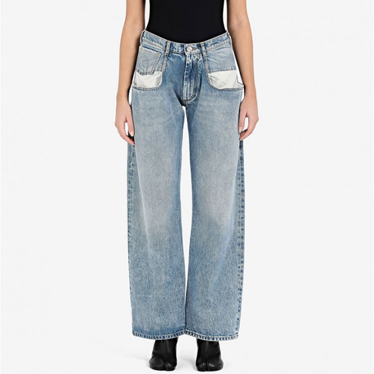 Details for (W) Maison Margiela Jeans Azul de Talle Alto Acampanados Patchwork Desgastados. S51LA0052S30513470