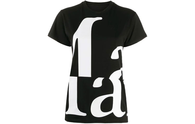 (Women) Maison Margiela FW21 Alphabet Print Black Short Sleeve T-Shirt Fashion. S51GC0496S22816900