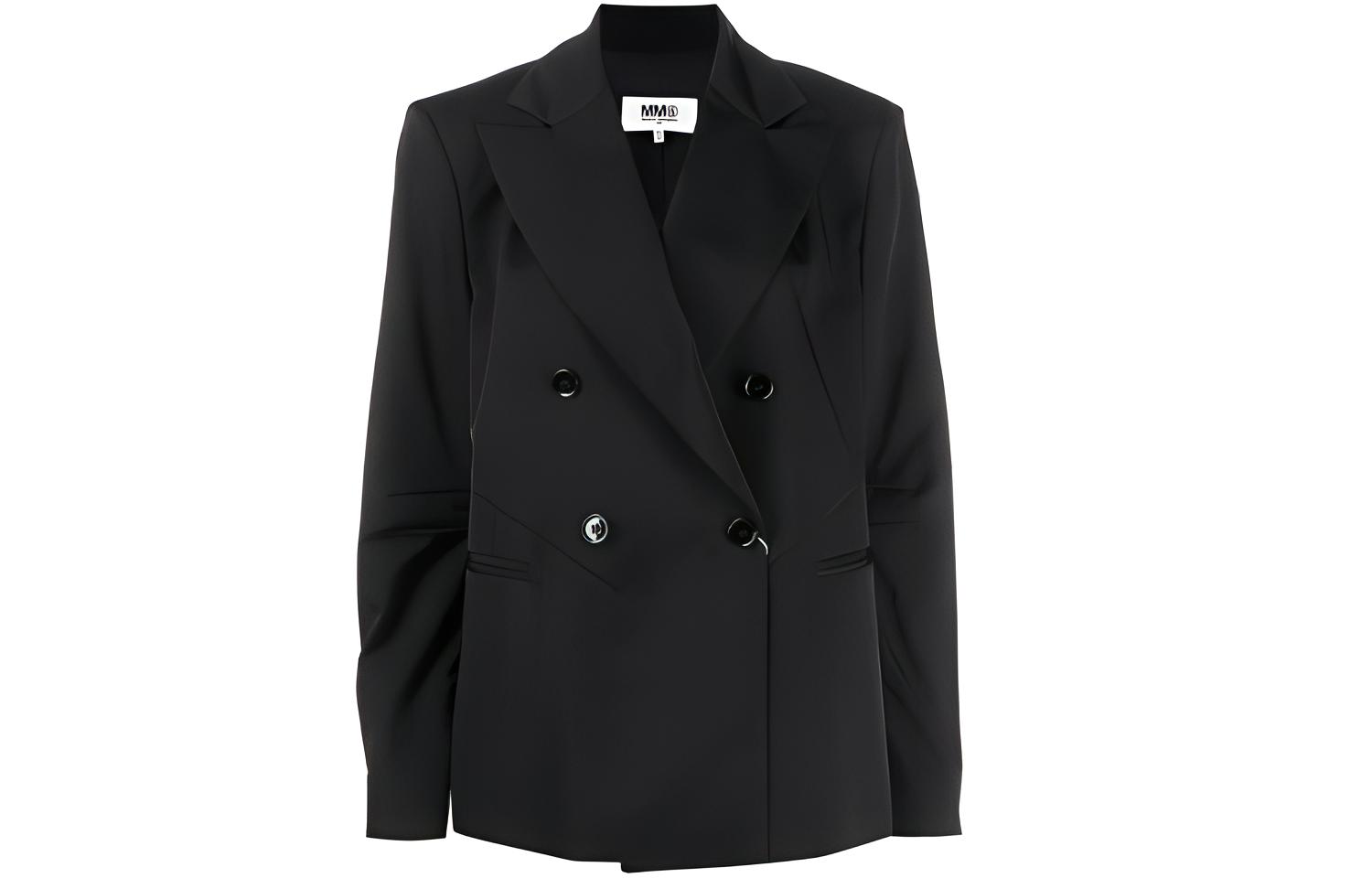 (Women) Maison Margiela FW21 Black Double-Breasted Short Blazer Jacket. S52BN0073S53087