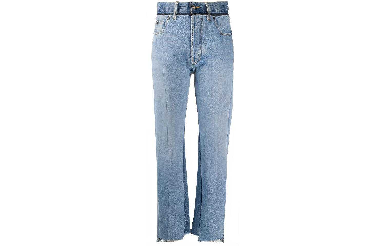 (Women) Maison Margiela FW21 Contrast Patchwork Belt Loop Denim Jeans Women Blue S51LA0120S30617965