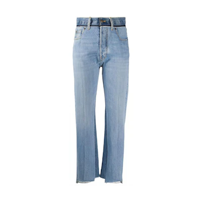 (Women) Maison Margiela FW21 Contrast Patchwork Belt Loop Denim Jeans Women Blue S51LA0120S30617965