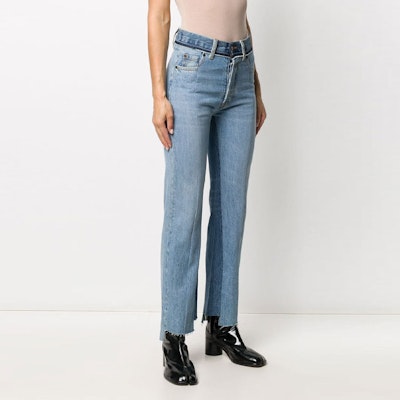 (W) Maison Margiela FW21 Pantalones Vaqueros Mujer Azul con Parches y Cinturilla S51LA0120S30617965 Shop (W) Maison Margiela FW21 Pantalones Vaqueros Mujer Azul con Parches y Cinturilla S51LA0120S30617965