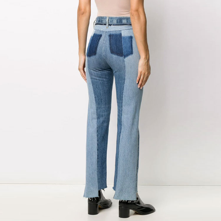 Purchase (W) Maison Margiela FW21 Pantalones Vaqueros Mujer Azul con Parches y Cinturilla S51LA0120S30617965