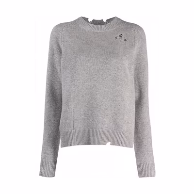 (Women) Maison Margiela FW21 Logo Distressed Wool Sweater Grey. S51GP0200S17486857M