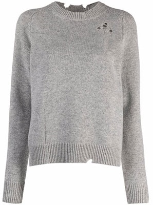 (W) Suéter de Lana Gris Maison Margiela FW21 con Logo y Estilo Desgastado. S51GP0200S17486857M Order (W) Suéter de Lana Gris Maison Margiela FW21 con Logo y Estilo Desgastado. S51GP0200S17486857M