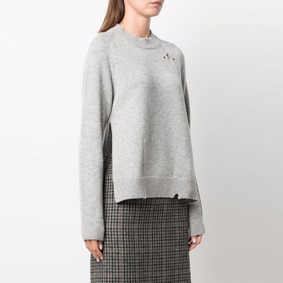(W) Suéter de Lana Gris Maison Margiela FW21 con Logo y Estilo Desgastado. S51GP0200S17486857M Purchase (W) Suéter de Lana Gris Maison Margiela FW21 con Logo y Estilo Desgastado. S51GP0200S17486857M