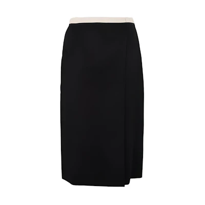 (Women) Maison Margiela FW22 Asymmetric Colorblock Midi Skirt Black. S51MA0479S53216-900