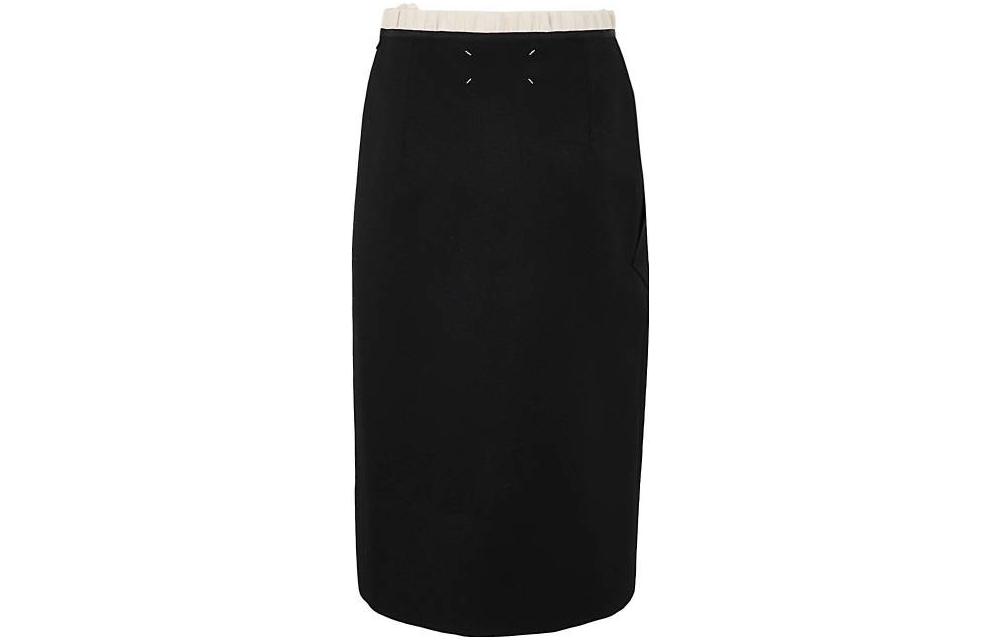 Lookbook (W) Maison Margiela FW22 不对称拼色中长半裙 黑色. S51MA0479S53216-900