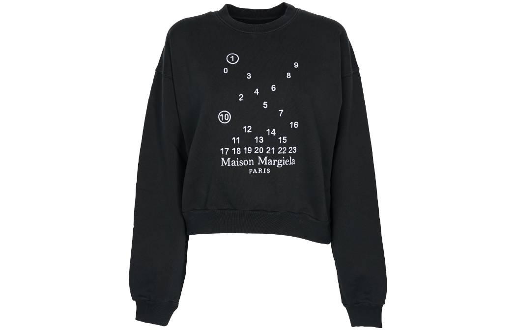 (Women) Maison Margiela FW22  Black Logo Print Crewneck Pullover Sweatshirt S51GU0118S25540900