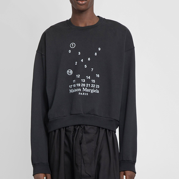 Purchase (W) Maison Margiela FW22 Hitam Logo Print Crewneck Pullover Sweatshirt S51GU0118S25540900