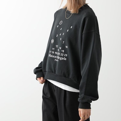 (W) Maison Margiela FW22 Hitam Logo Print Crewneck Pullover Sweatshirt S51GU0118S25540900 Details for (W) Maison Margiela FW22 Hitam Logo Print Crewneck Pullover Sweatshirt S51GU0118S25540900