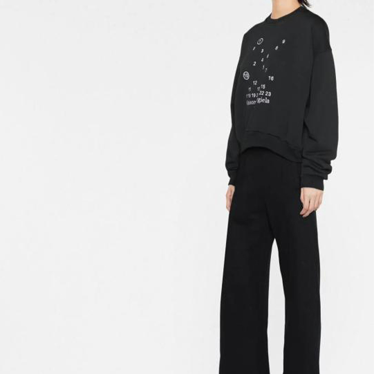 Sizing (W) Maison Margiela FW22 Hitam Logo Print Crewneck Pullover Sweatshirt S51GU0118S25540900