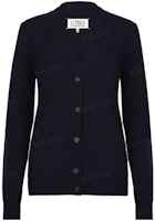 (Women) Maison Margiela FW22 Blue Solid V-Neck Button-Up Knit Cardigan. SI0HA0004S17809511 (Women) Maison Margiela FW22 Blue Solid V-Neck Button-Up Knit Cardigan. SI0HA0004S17809511