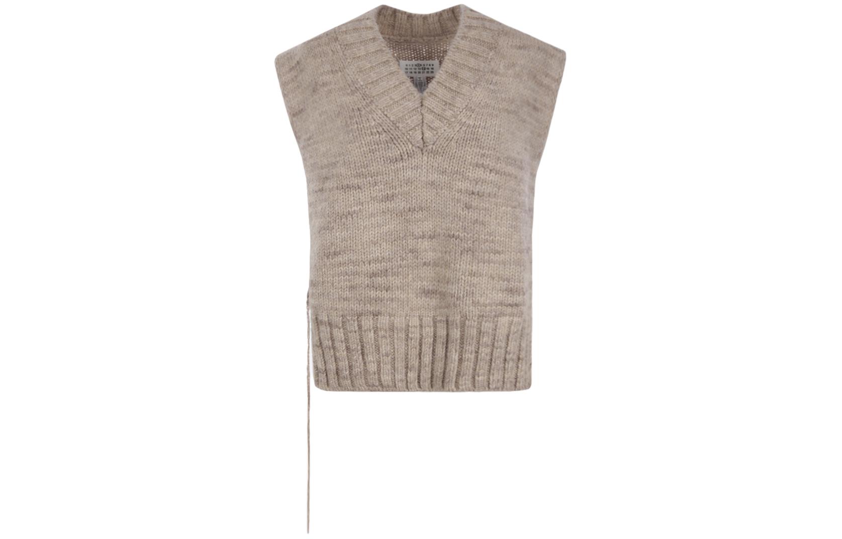 (Women) Maison Margiela FW22  Brown Solid V-Neck Knit Pullover Vest SI0TH0001S17802119M