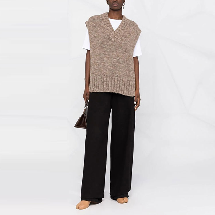 Shop (W) Maison Margiela 秋冬22 棕色V领针织毛衣背心 SI0TH0001S17802119M