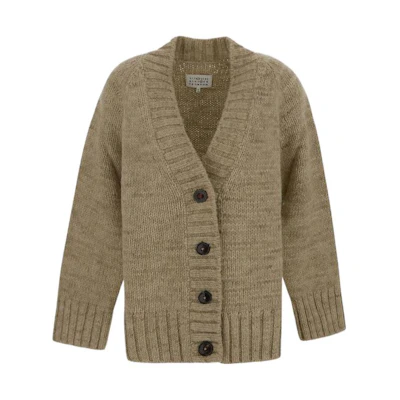 (Women) Maison Margiela FW22 Oversized V-Neck Button-Up Knit Cardigan Beige Brown SI0GP0004S17802736M