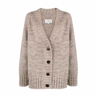 (Women) Maison Margiela FW22 Oversized V-Neck Knitted Cardigan Brown. SI0GP0004S17802119M