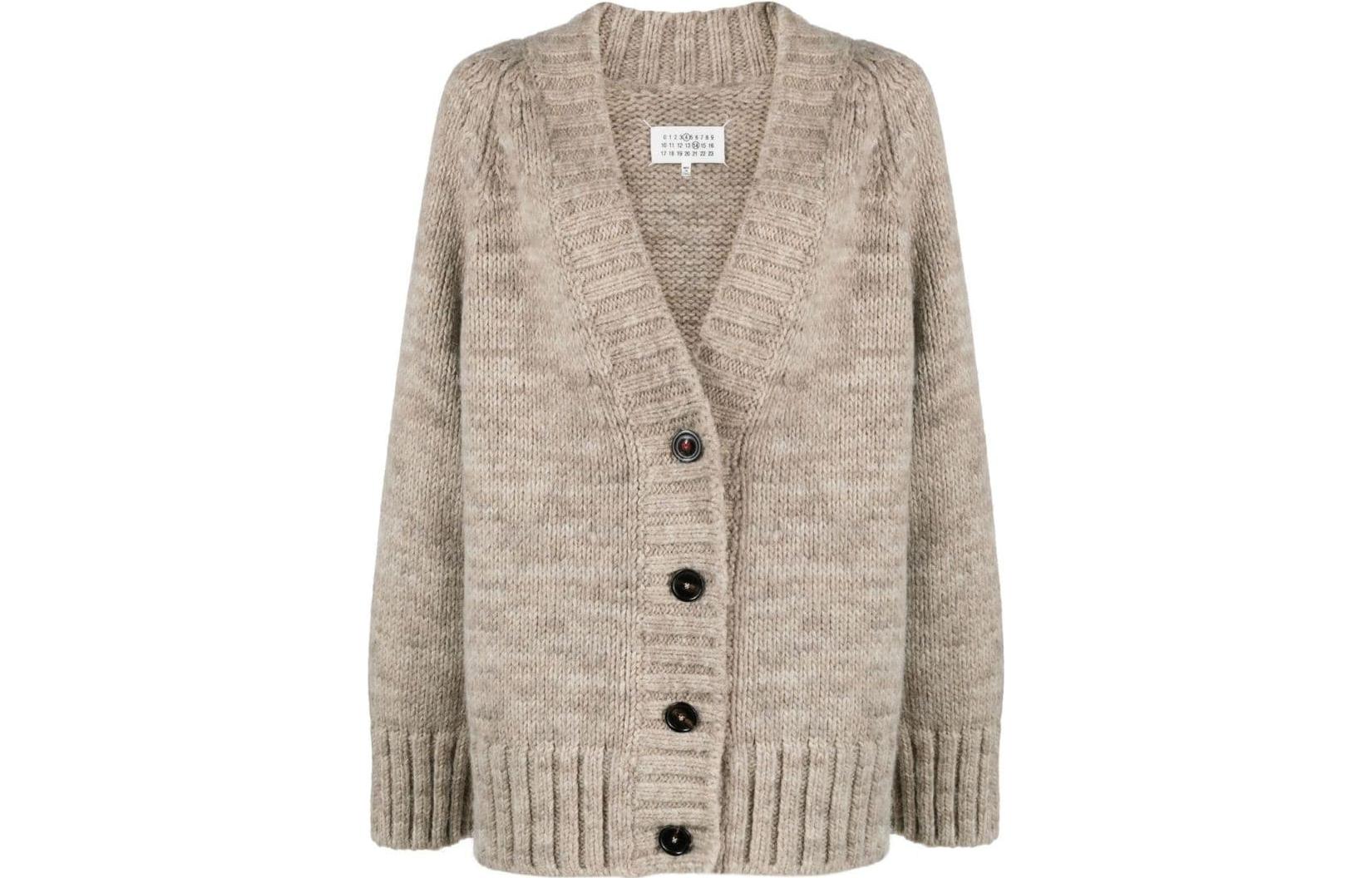 Order (W) Maison Margiela FW22 Kardigan Rajut Oversized V-Leher Coklat. SI0GP0004S17802119M