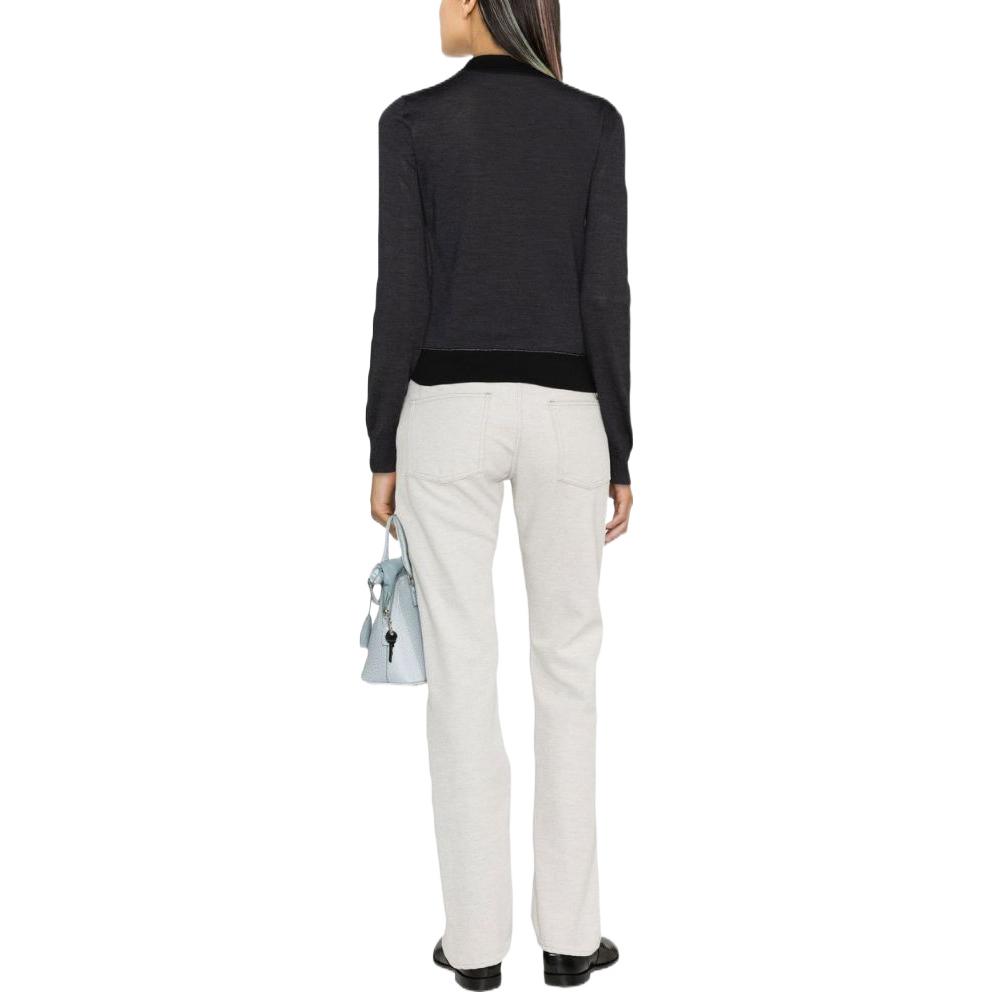 Shop (W) Maison Margiela FW22 Atasan Knit Lengan Panjang Polo Warna Solid Abu Gelap SI0GL0001S17800