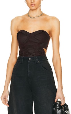 (W) Maison Margiela 2022秋冬棕色褶皱修身无肩带连体衣 女款 S51NA0091S39084-227 Lookbook (W) Maison Margiela 2022秋冬棕色褶皱修身无肩带连体衣 女款 S51NA0091S39084-227