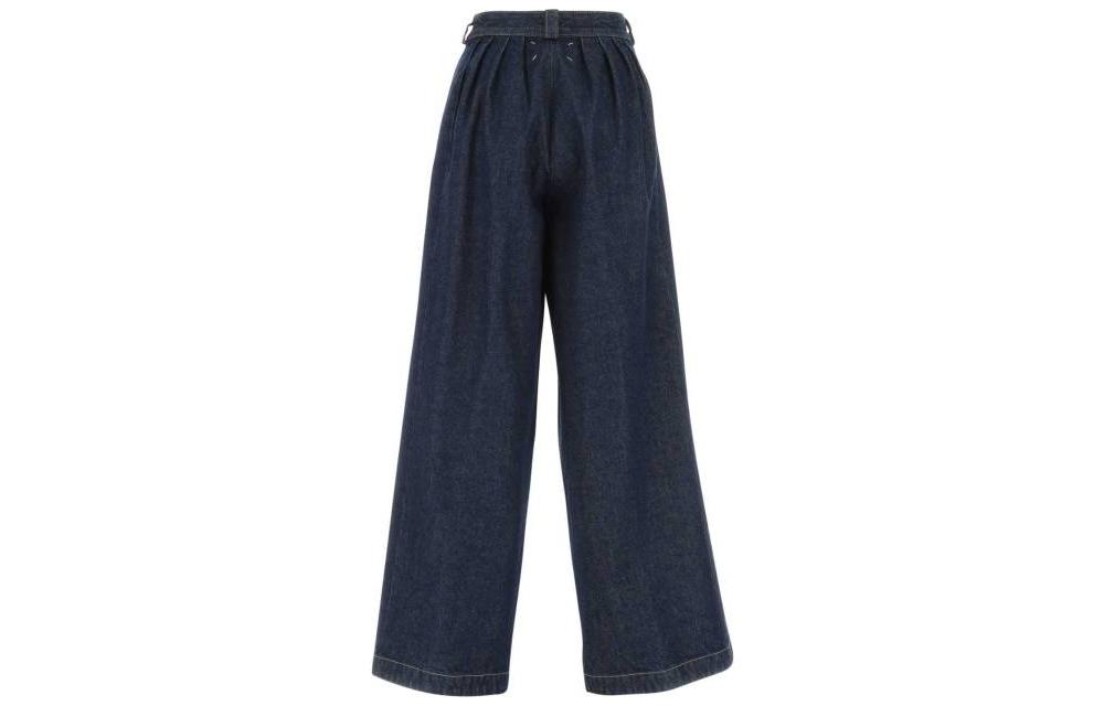Lookbook (W) Maison Margiela FW22 Jeans Mujer Tiro Alto Pierna Ancha con Detalle Fruncido Azul. S51KA0570S30736-470