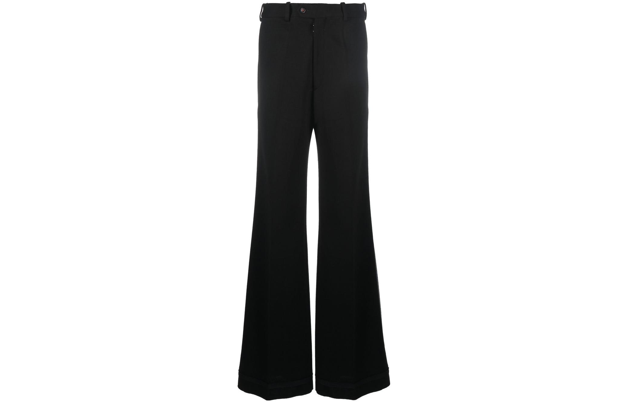 Order (W) 메종 마르지엘라 FW22 여성 하이웨이스트 와이드 레그 팬츠 블랙 SI0KA0004S24362900