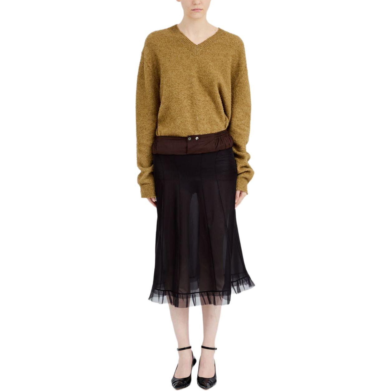 Shop (W) Maison Margiela 女士黑色中长荷叶边休闲连衣裙 FW24 S51ME0030MTJ023900