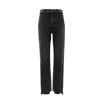 (Women) Maison Margiela Grey Asymmetric Straight-Leg Frayed Denim Jeans S51LA0132S30496962