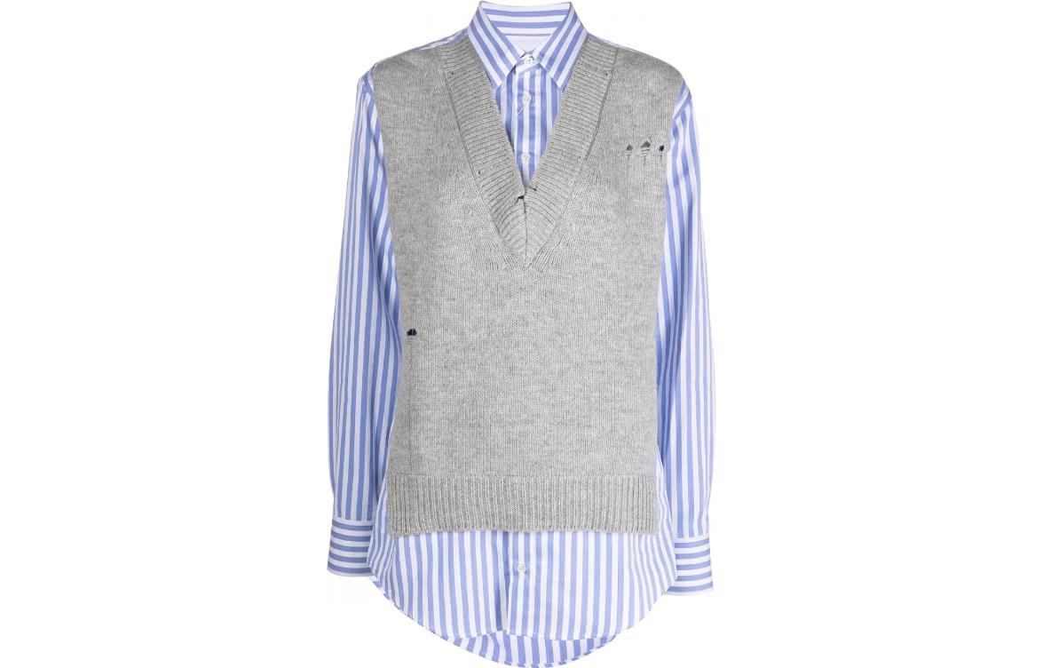 Order (W) Maison Margiela 灰色條紋層次針織背心長袖襯衫 S51DL0382S54191492F