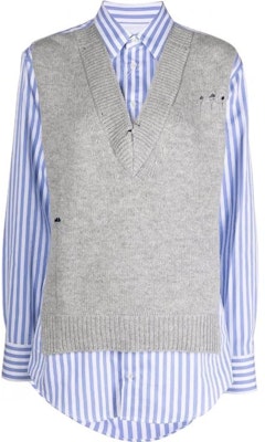 (W) Maison Margiela 灰色條紋層次針織背心長袖襯衫 S51DL0382S54191492F Order (W) Maison Margiela 灰色條紋層次針織背心長袖襯衫 S51DL0382S54191492F