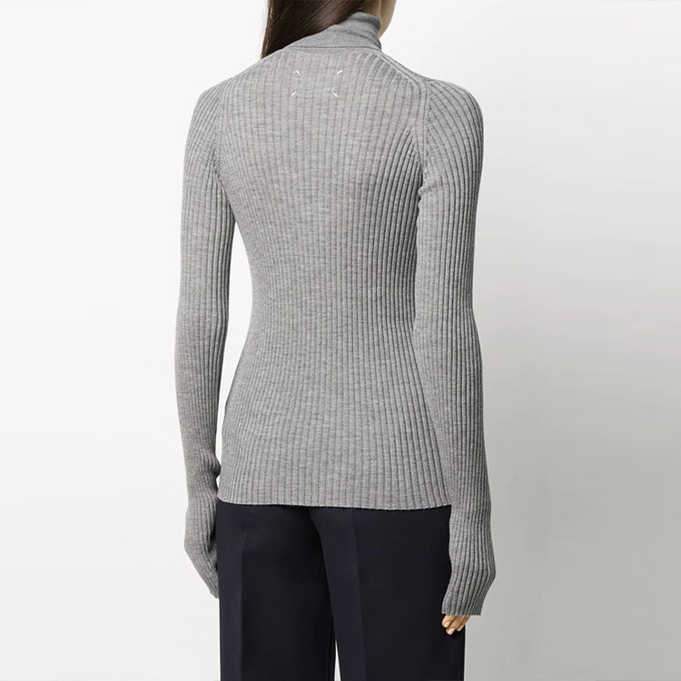 Shop (W) Maison Margiela Abu-Abu Sweter Wol Turtleneck Rajut S51HA1072S17464854M