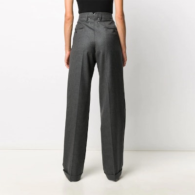 (W) 메종 마르지엘라 하이웨스트 와이드팬츠 그레이 스티치 로고. S51KA0521S53200002F Shop (W) 메종 마르지엘라 하이웨스트 와이드팬츠 그레이 스티치 로고. S51KA0521S53200002F