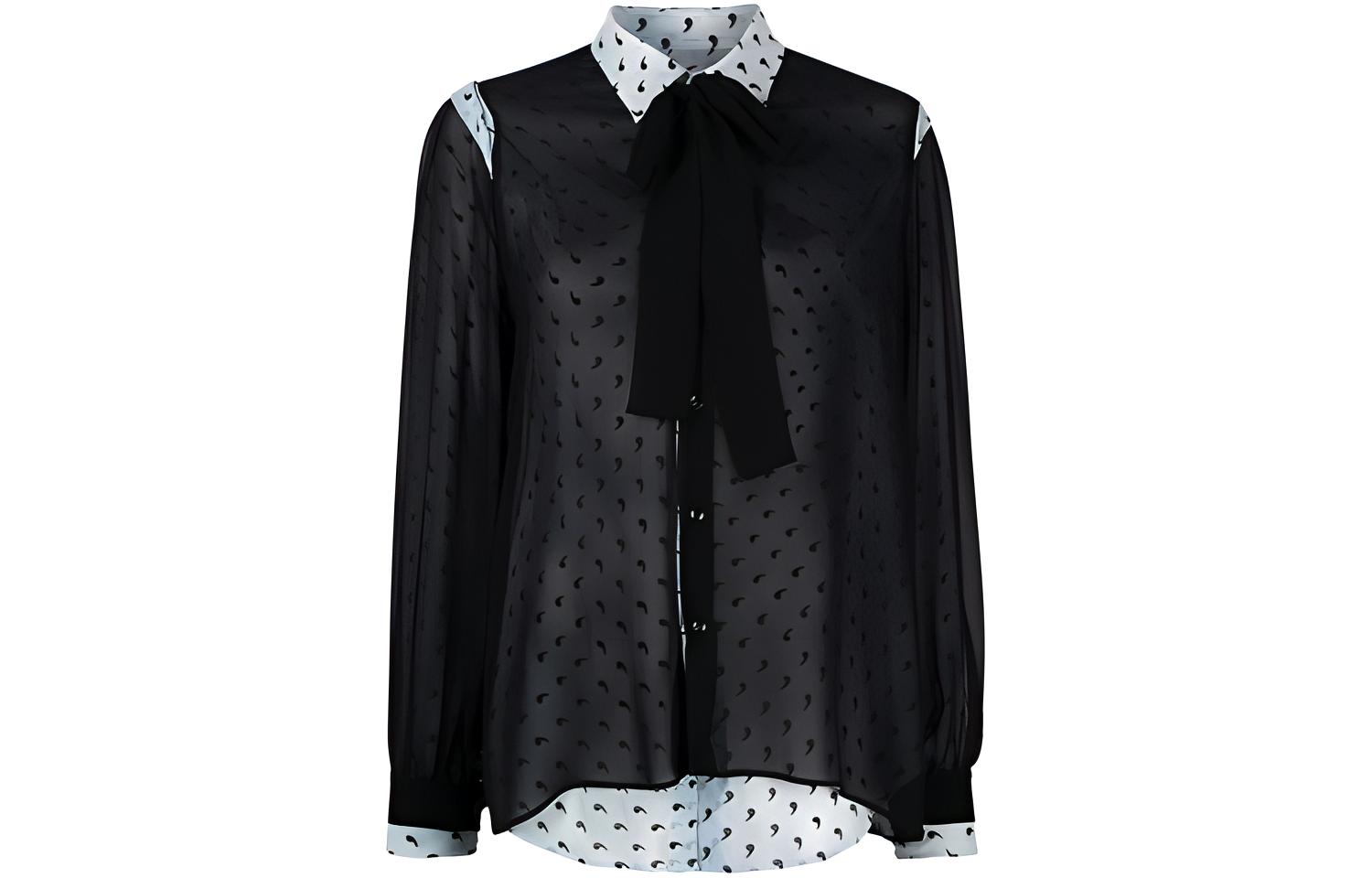 (Women) Maison Margiela Layered Printed Sheer Long Sleeve Shirt Black S51DL0358S53823002S