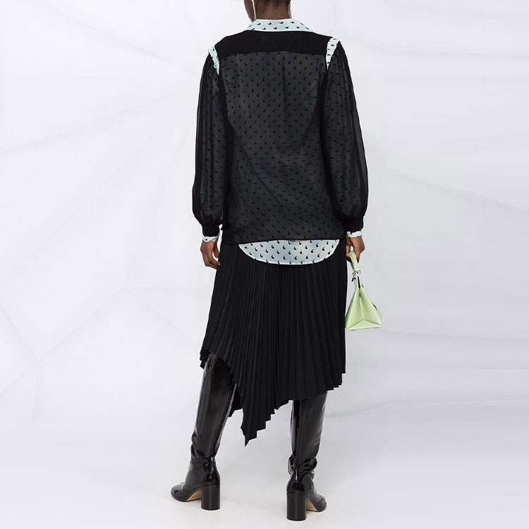 Shop (W) Maison Margiela 黑色層次印花透紗長袖襯衫 S51DL0358S53823002S