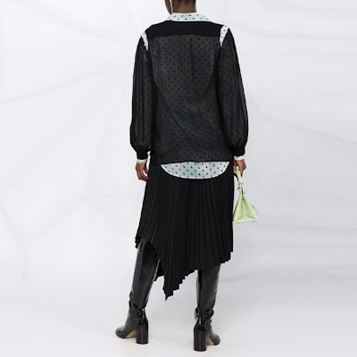 (W) Maison Margiela 黑色層次印花透紗長袖襯衫 S51DL0358S53823002S Shop (W) Maison Margiela 黑色層次印花透紗長袖襯衫 S51DL0358S53823002S